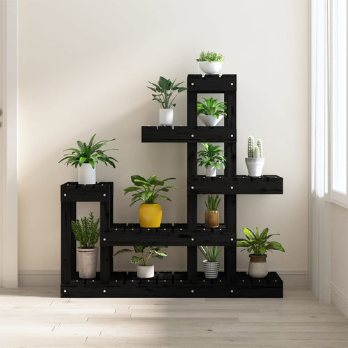 Suport pentru plante, Negru,92x25x97 cm, lemn masiv de pin Lando