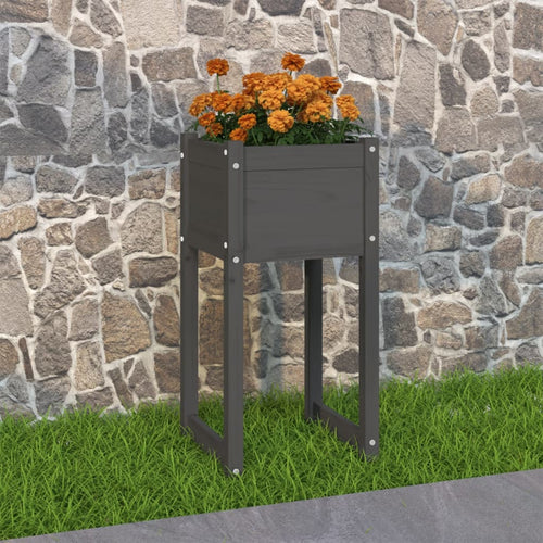 Jardinieră, gri , 40x40x81 cm, lemn masiv de pin Lando