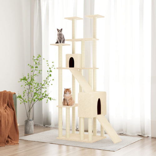 Ansamblu de pisici cu stâlpi din funie de sisal, crem, 190 cm Lando