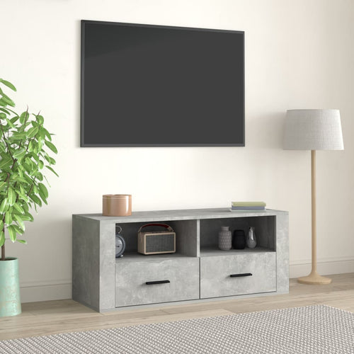 Comodă TV, gri beton, 100x35x40 cm, lemn prelucrat Lando