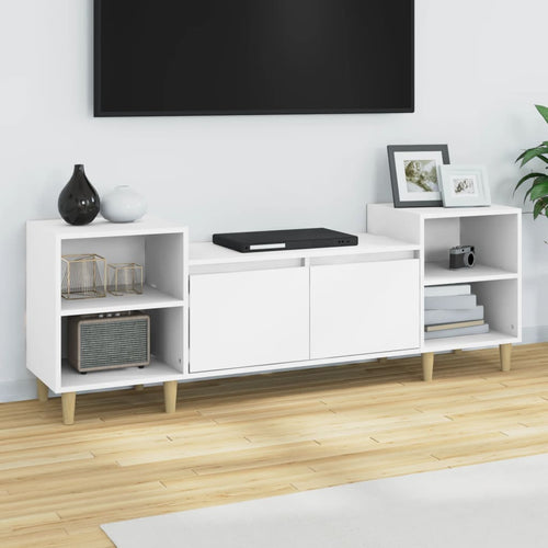 Comodă TV, alb, 160x35x55 cm, lemn prelucrat Lando