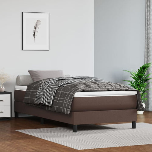 Cadru de pat box spring, maro, 90x200 cm, piele ecologică