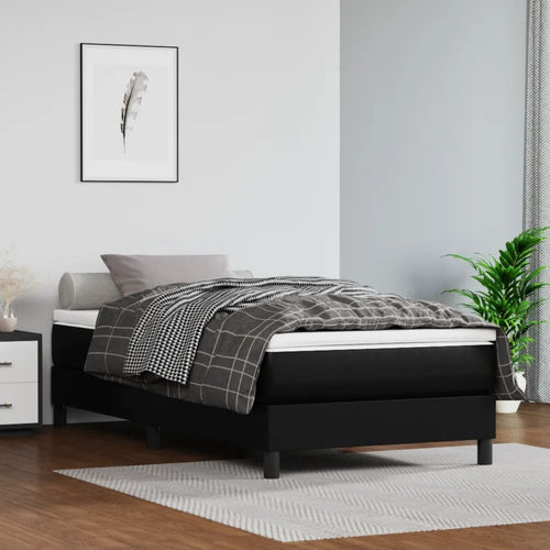 Cadru de pat box spring, negru, 100x200 cm, piele ecologică