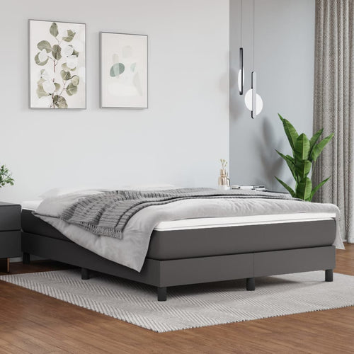 Cadru de pat box spring, gri, 140x200 cm, piele ecologică