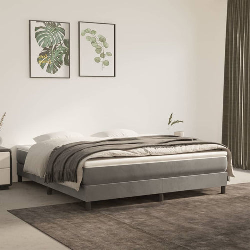 Cadru de pat box spring, gri deschis, 160x200 cm, catifea