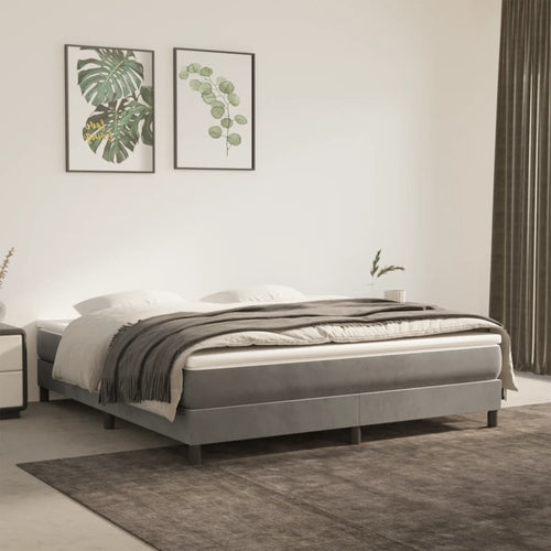 Cadru de pat box spring, gri deschis, 180x200 cm, catifea