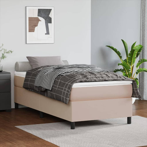 Cadru de pat box spring, cappuccino, 80x200 cm, piele ecologică