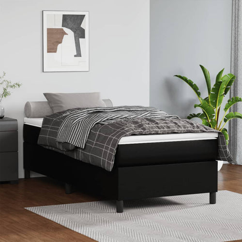 Cadru de pat box spring, negru, 90x190 cm, piele ecologică