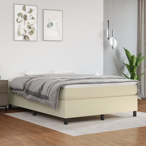 Cadru de pat box spring, crem, 140x190 cm, piele ecologică