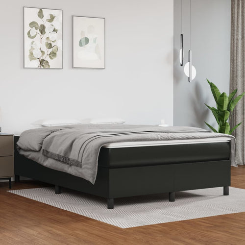 Cadru de pat box spring, negru, 140x200 cm, piele ecologică