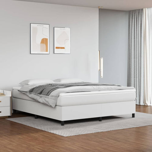 Cadru de pat box spring, alb, 160x200 cm, piele ecologică