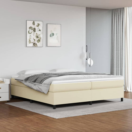 Cadru de pat box spring, crem, 200x200 cm, piele ecologică