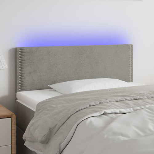 Tăblie de pat cu LED, gri deschis, 80x5x78/88 cm, catifea