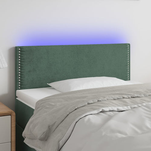 Tăblie de pat cu LED, verde închis, 80x5x78/88 cm, catifea