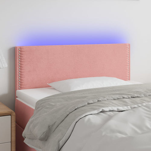 Tăblie de pat cu LED, roz, 90x5x78/88 cm, catifea