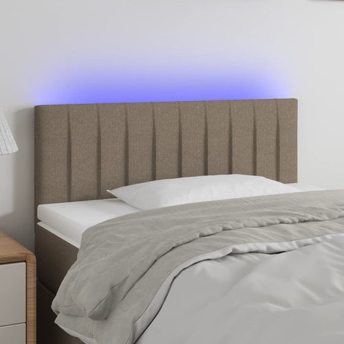 Tăblie de pat cu LED, gri taupe, 100x5x78/88 cm, textil