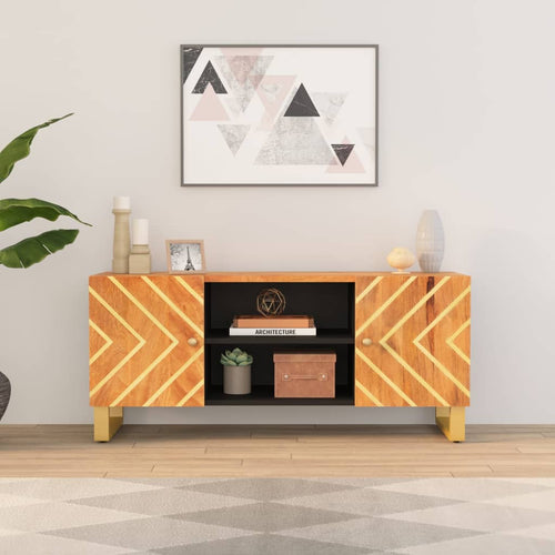 Dulap TV maro și negru 105x33,5x46 cm lemn masiv de mango Lando