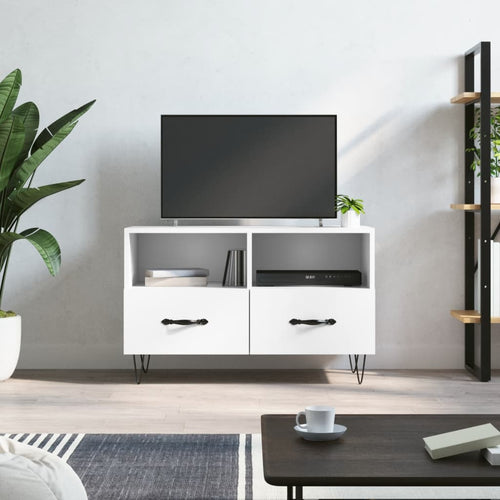 Comodă TV, alb, 80x36x50 cm, lemn prelucrat Lando