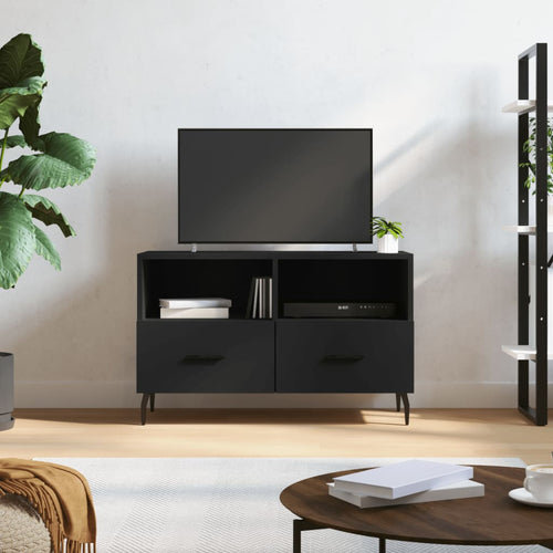 Comodă TV, negru, 80x36x50 cm, lemn prelucrat Lando