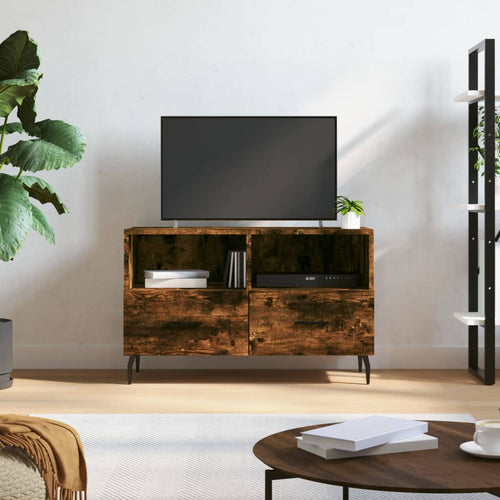 Comodă TV, stejar fumuriu, 80x36x50 cm, lemn prelucrat Lando