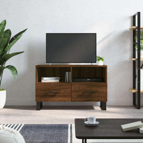 Comodă TV, stejar maro, 80x36x50 cm, lemn prelucrat Lando