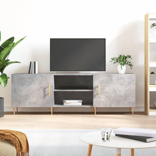 Comodă TV, gri beton, 150x30x50 cm, lemn compozit Lando