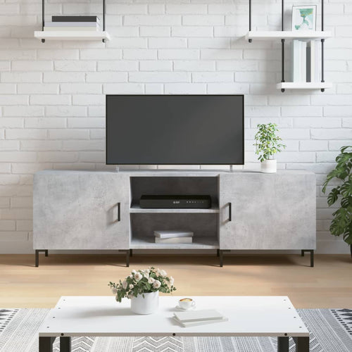 Comodă TV, gri beton, 150x30x50 cm, lemn compozit Lando