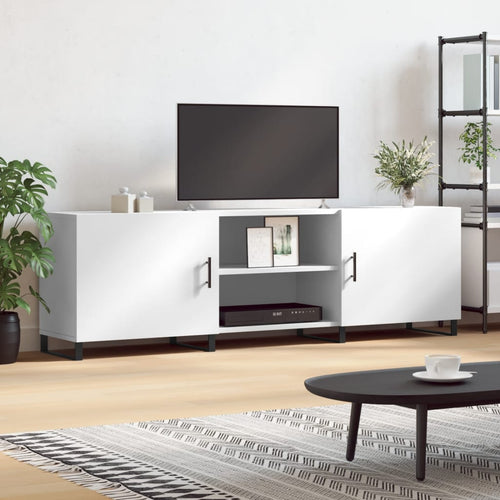 Comodă TV, alb, 150x30x50 cm, lemn compozit Lando