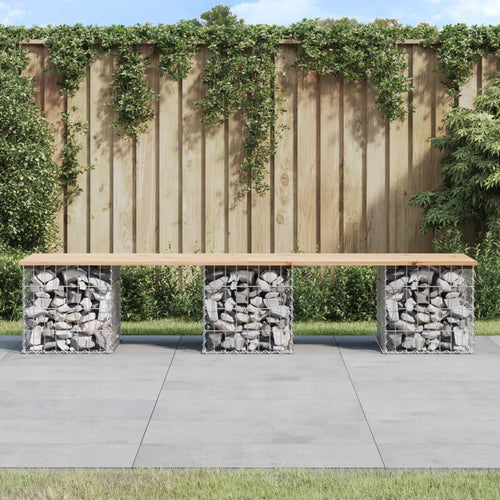 Bancă de grădină, design gabion, 203x44x42cm, lemn masiv de pin Lando