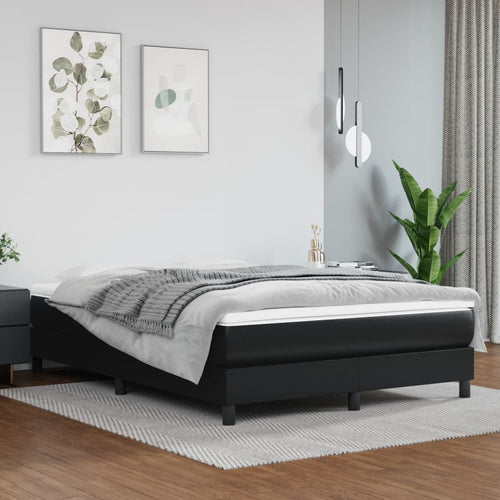 Pat box spring cu saltea, negru, 140x190 cm, piele ecologică