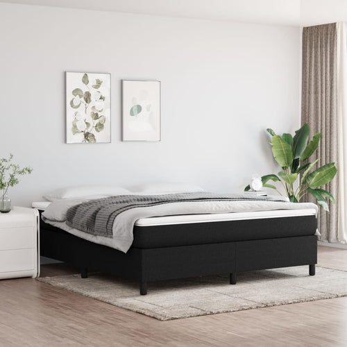 Pat box spring cu saltea, negru, 180x200 cm, catifea