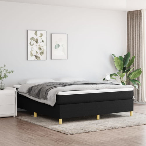 Pat box spring cu saltea, negru, 180x200 cm, catifea