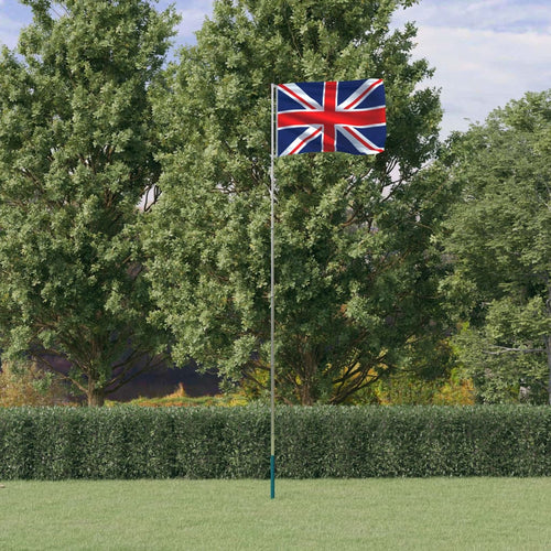 Steag Marea Britanie și stâlp din aluminiu, 5,55 m Lando