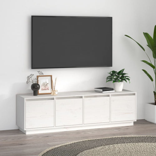 Comodă TV, alb, 156x37x45 cm, lemn masiv de pin Lando