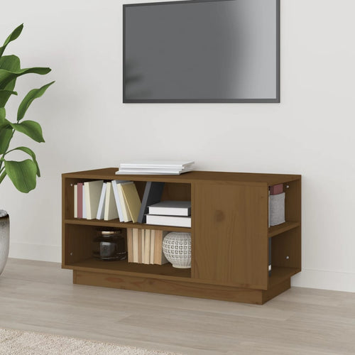Comodă TV, maro miere, 80x35x40,5 cm, lemn masiv de pin Lando