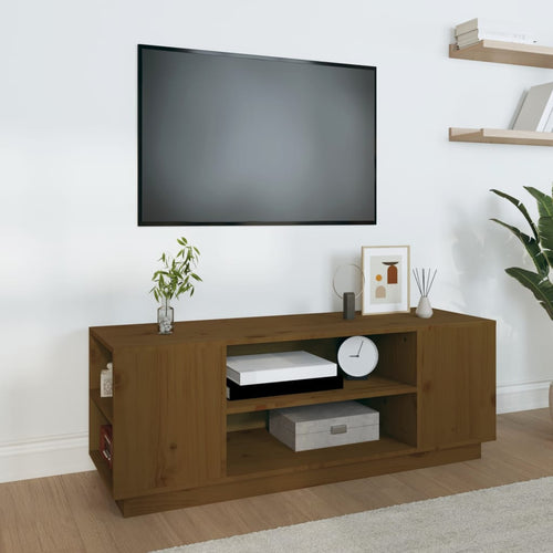Comodă TV, maro miere, 110x35x40,5 cm, lemn masiv de pin Lando