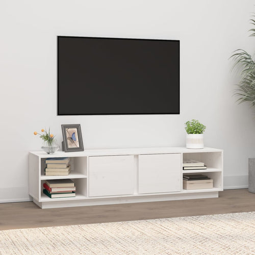 Comodă TV, alb, 156x40x40 cm, lemn masiv de pin Lando