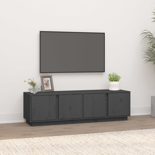 Comodă TV, gri, 140x40x40 cm, lemn masiv de pin Lando