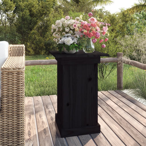 Suport pentru flori, negru, 40x40x60 cm, lemn masiv de pin Lando