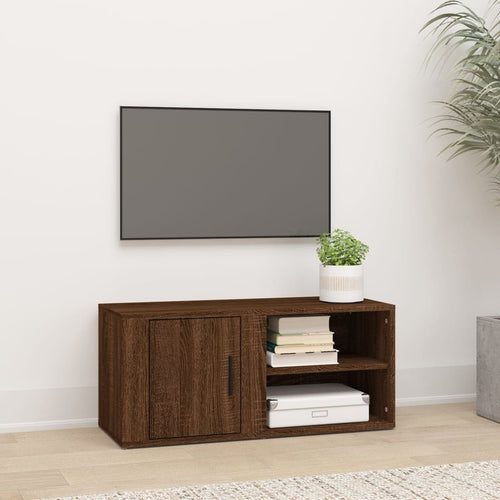 Comodă TV, stejar maro, 80x31,5x36 cm, lemn prelucrat Lando