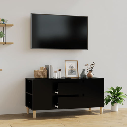 Comodă TV, negru, 102x44,5x50 cm, lemn prelucrat Lando