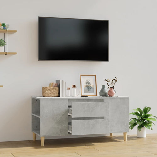 Comodă TV, gri beton, 102x44,5x50 cm, lemn prelucrat Lando