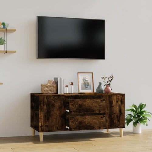 Comodă TV, stejar fumuriu, 102x44,5x50 cm, lemn prelucrat Lando