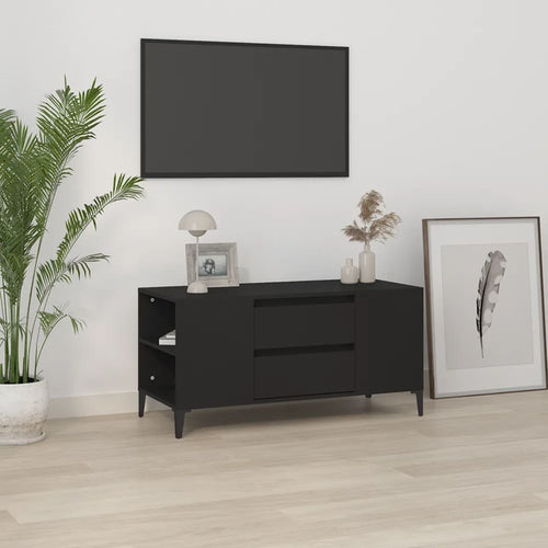 Comodă TV, negru, 102x44,5x50 cm, lemn prelucrat Lando