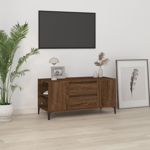Comodă TV, stejar maro, 102x44,5x50 cm, lemn prelucrat Lando