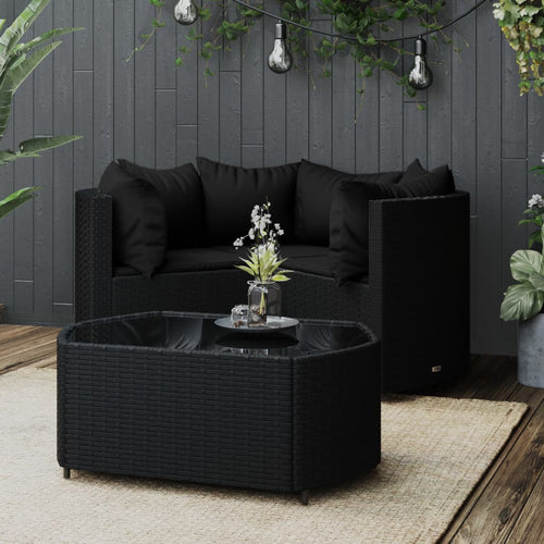 Set mobilier relaxare grădină 4 piese cu perne poliratan negru Lando