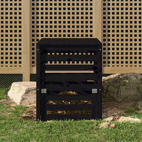 Compostor, negru, 63,5x63,5x77,5 cm, lemn masiv de pin Lando