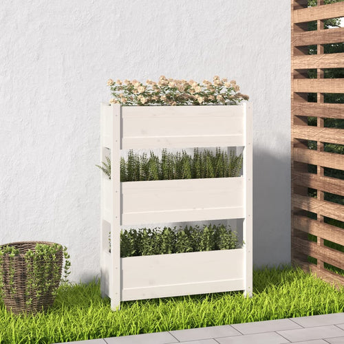 Jardinieră, alb, 77 x 25 x 104,5 cm, lemn masiv de pin Lando