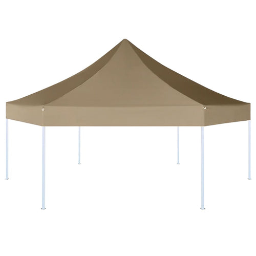 Foișor pliabil hexagonal pop-up gri taupe 3,6x3,1 m 220g/m² Lando