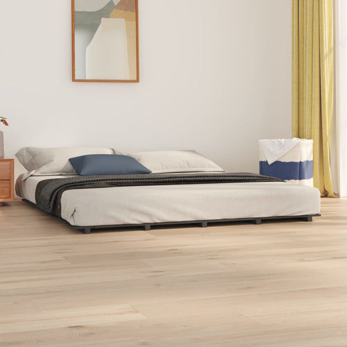 Cadru de pat, gri, 160x200 cm, lemn masiv de pin